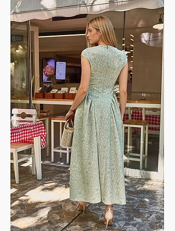 Robe longue à col roulé mi-long en jacquard floral hiccup