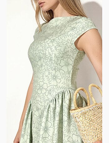 Robe longue à col roulé mi-long en jacquard floral hiccup