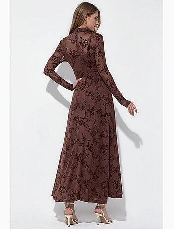 Robe longue à col roulé mi-long fleurie hiccup