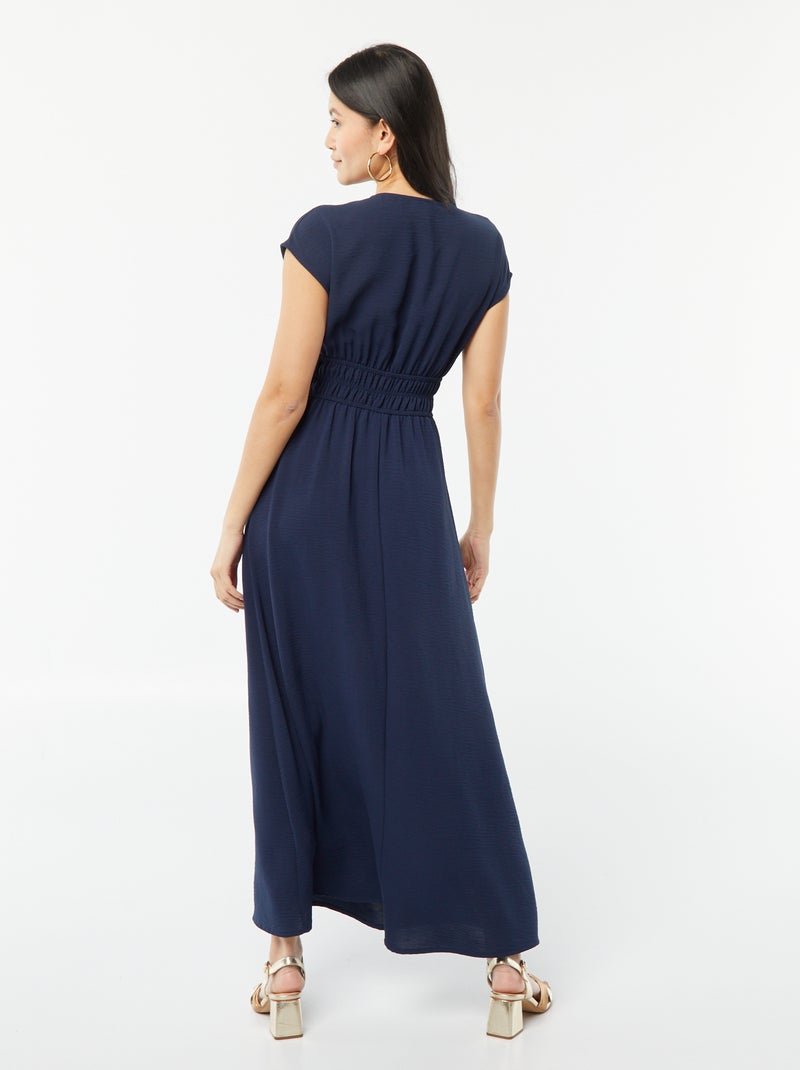 Robe longue à col V bleu marine - Kiabi