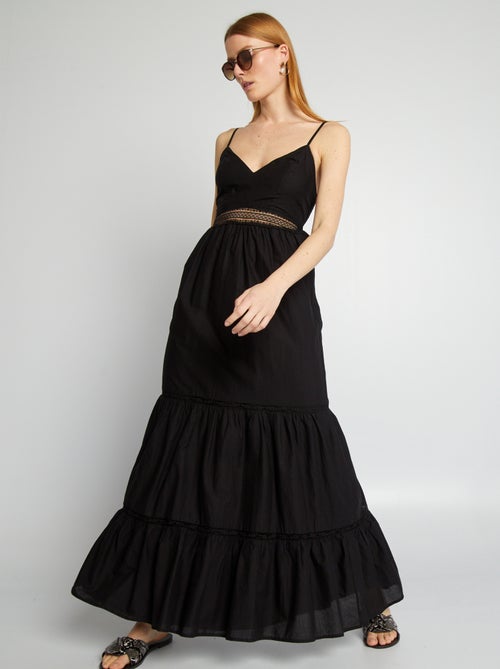 Robe longue à empiècement dentelle - Kiabi