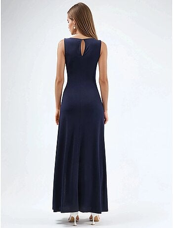 Robe longue à encolure bateau
