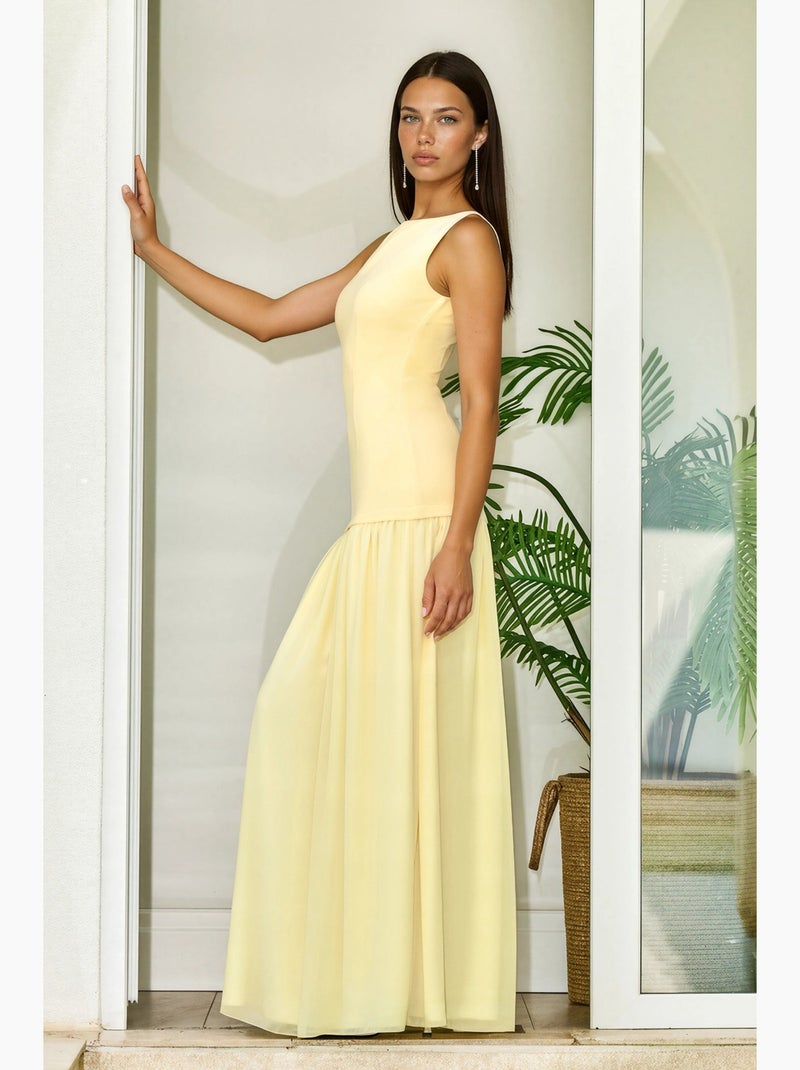 Robe longue à encolure bateau et fermeture éclair hiccup Jaune citron - Kiabi