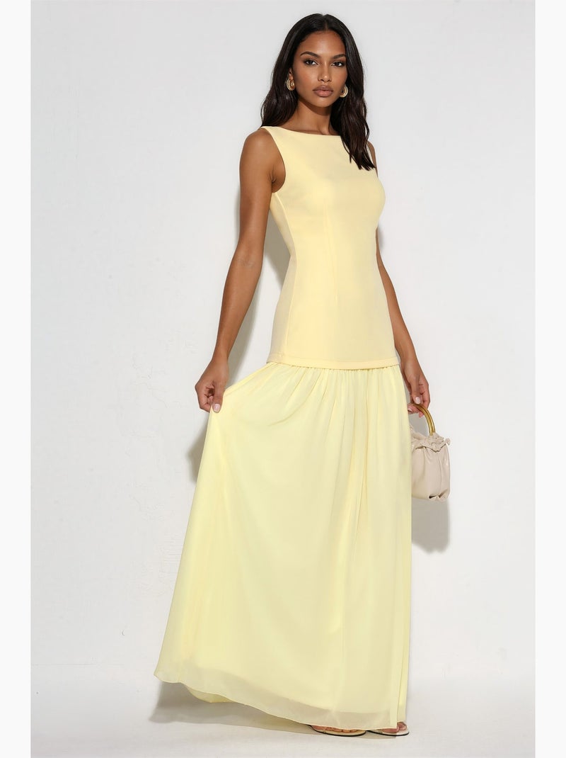 Robe longue à encolure bateau et fermeture éclair hiccup Jaune citron - Kiabi