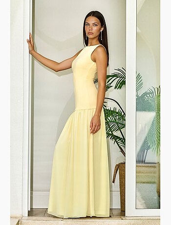Robe longue à encolure bateau et fermeture éclair