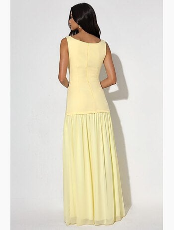 Robe longue à encolure bateau et fermeture éclair