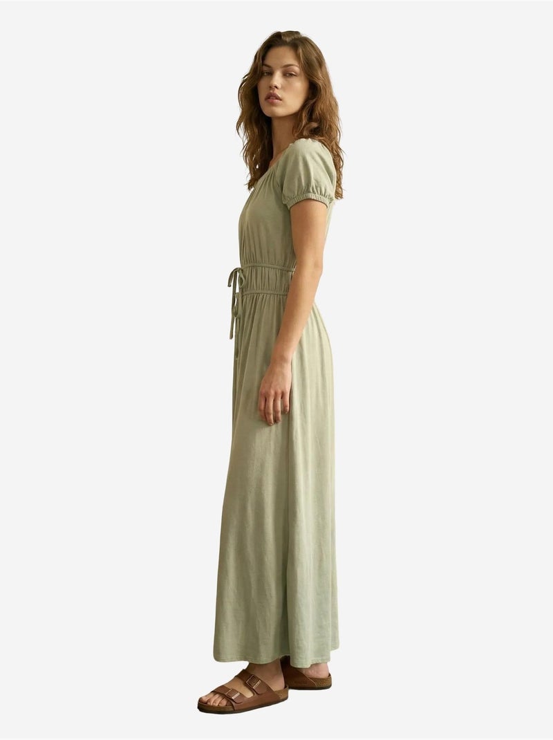 Robe longue à encolure carrée et lien my fashion Vert menthe - Kiabi