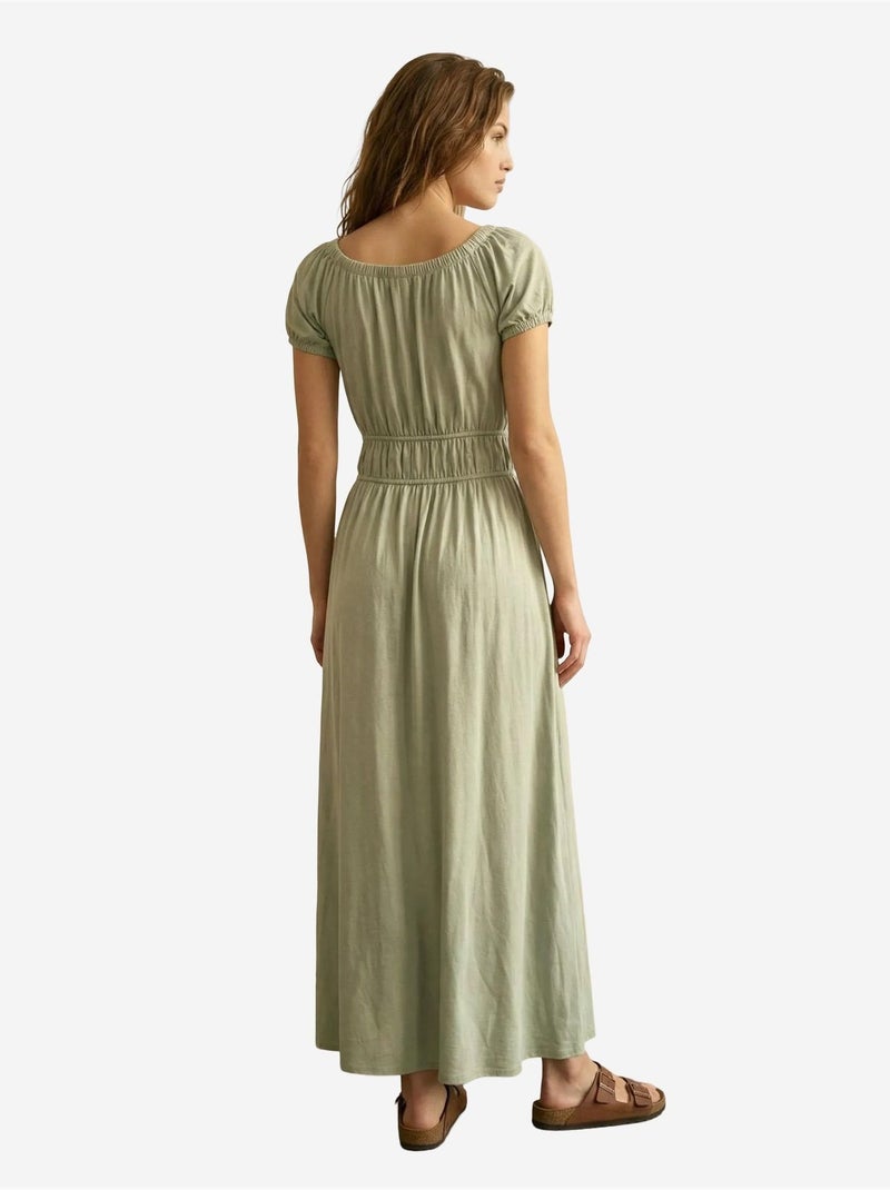 Robe longue à encolure carrée et lien my fashion Vert menthe - Kiabi