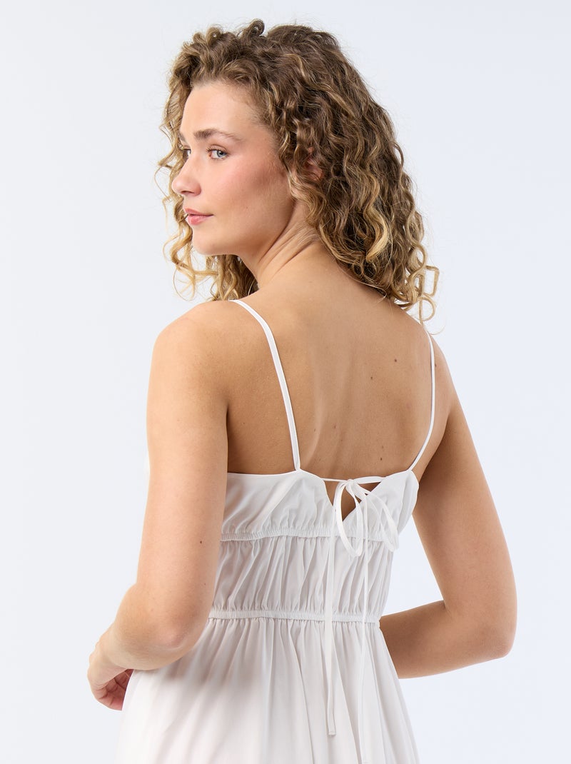 Robe longue à étage unie Blanc - Kiabi