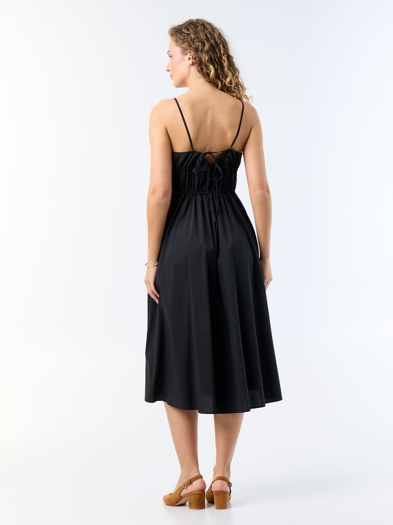 Robe longue à étage unie Noir - Kiabi