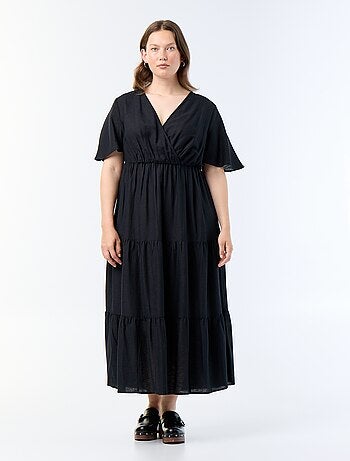 Robe longue à étages coupe portefeuille