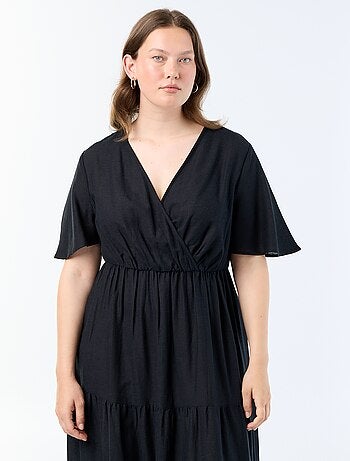 Robe longue à étages coupe portefeuille