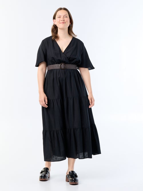 Robe longue à étages coupe portefeuille - Kiabi