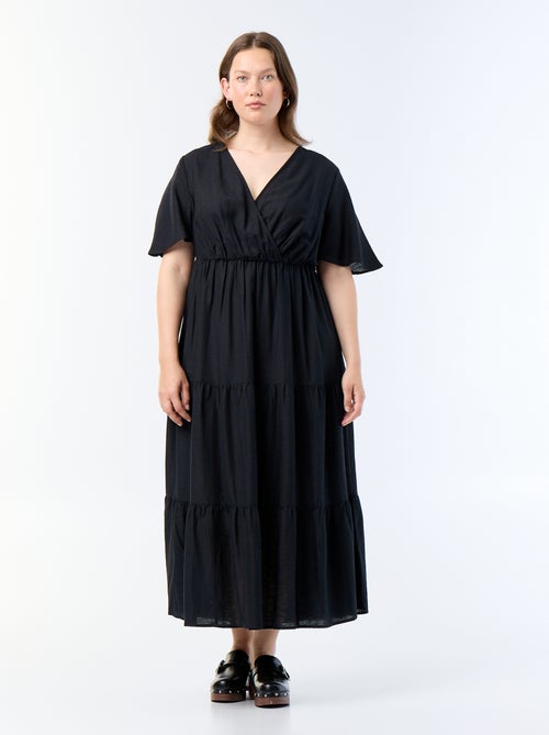 Robe longue à étages coupe portefeuille - Kiabi
