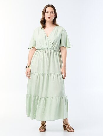 Robe longue à étages coupe portefeuille