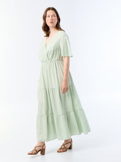 Robe longue à étages coupe portefeuille - Kiabi Robe longue à étages coupe portefeuille - Kiabi