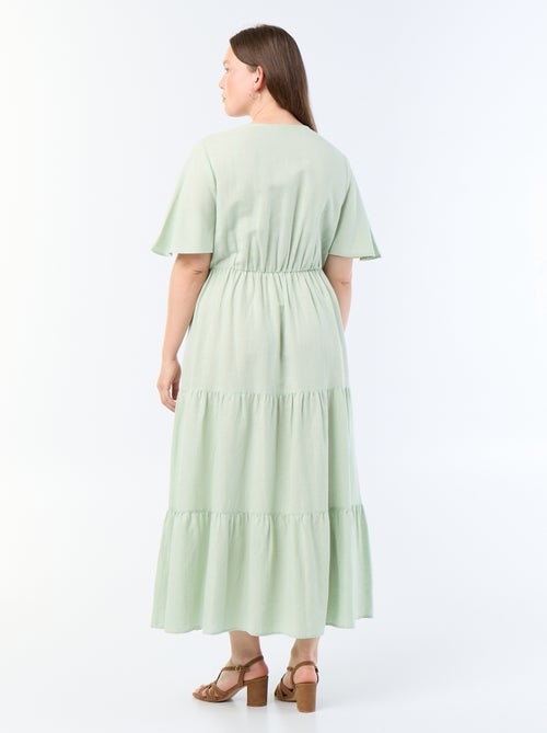 Robe longue à étages coupe portefeuille - Kiabi Robe longue à étages coupe portefeuille - Kiabi