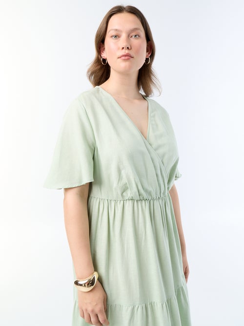 Robe longue à étages coupe portefeuille - Kiabi Robe longue à étages coupe portefeuille - Kiabi