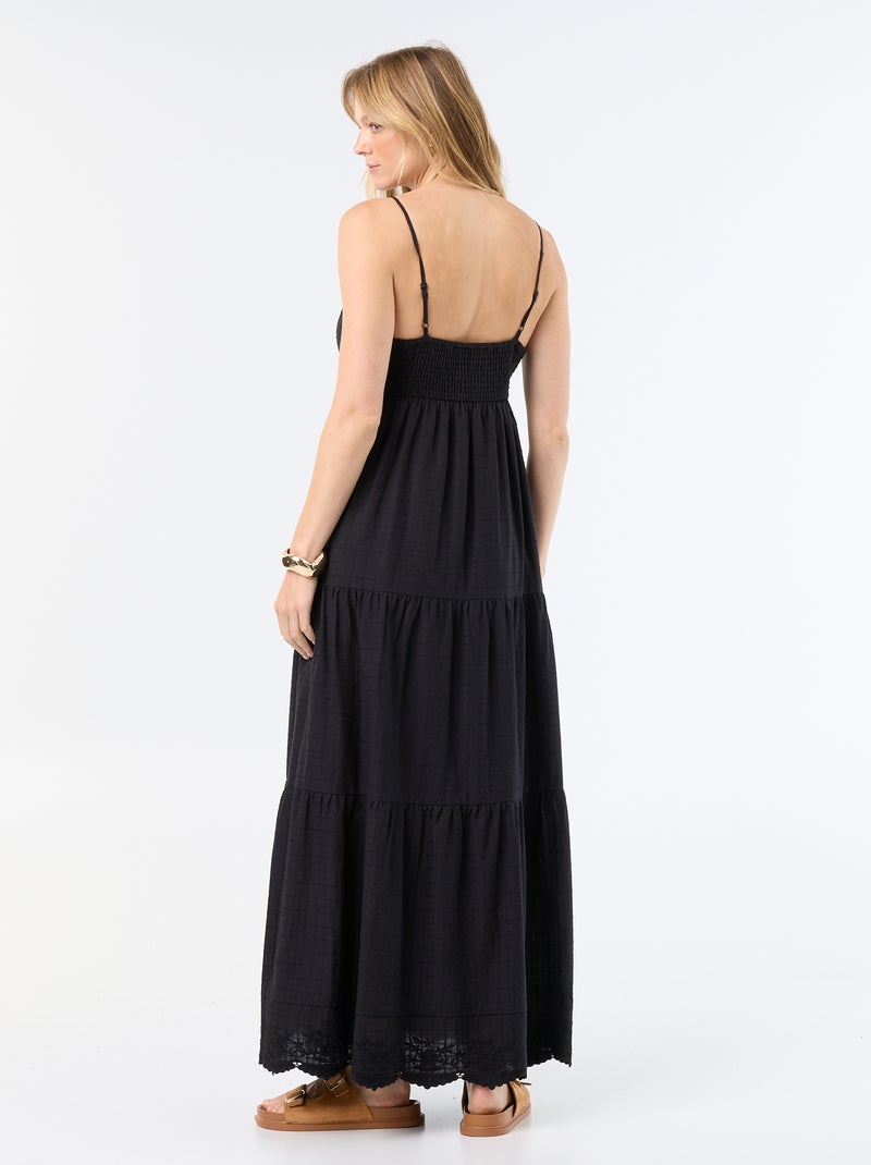 Robe longue à étages Noir - Kiabi