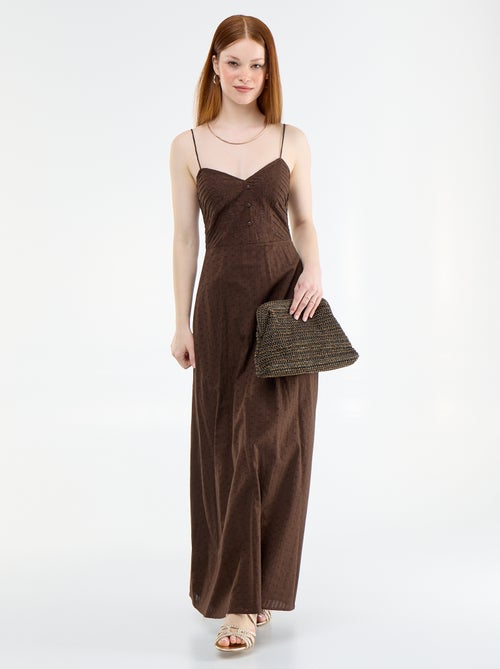 Robe longue à fines bretelles et broderies - Kiabi Robe longue à fines bretelles et broderies - Kiabi