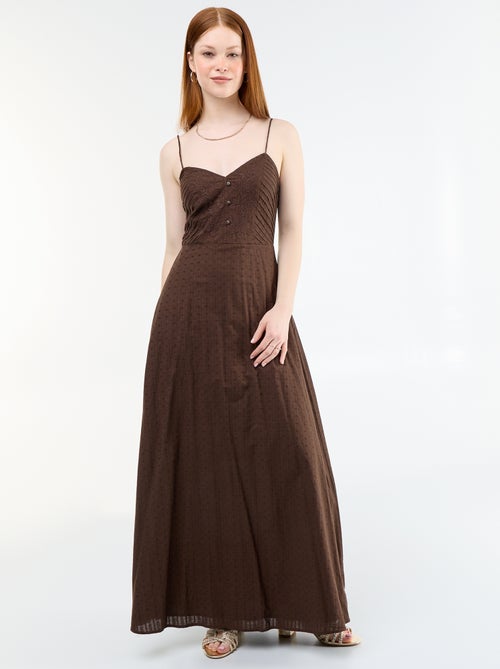 Robe longue à fines bretelles et broderies - Kiabi Robe longue à fines bretelles et broderies - Kiabi