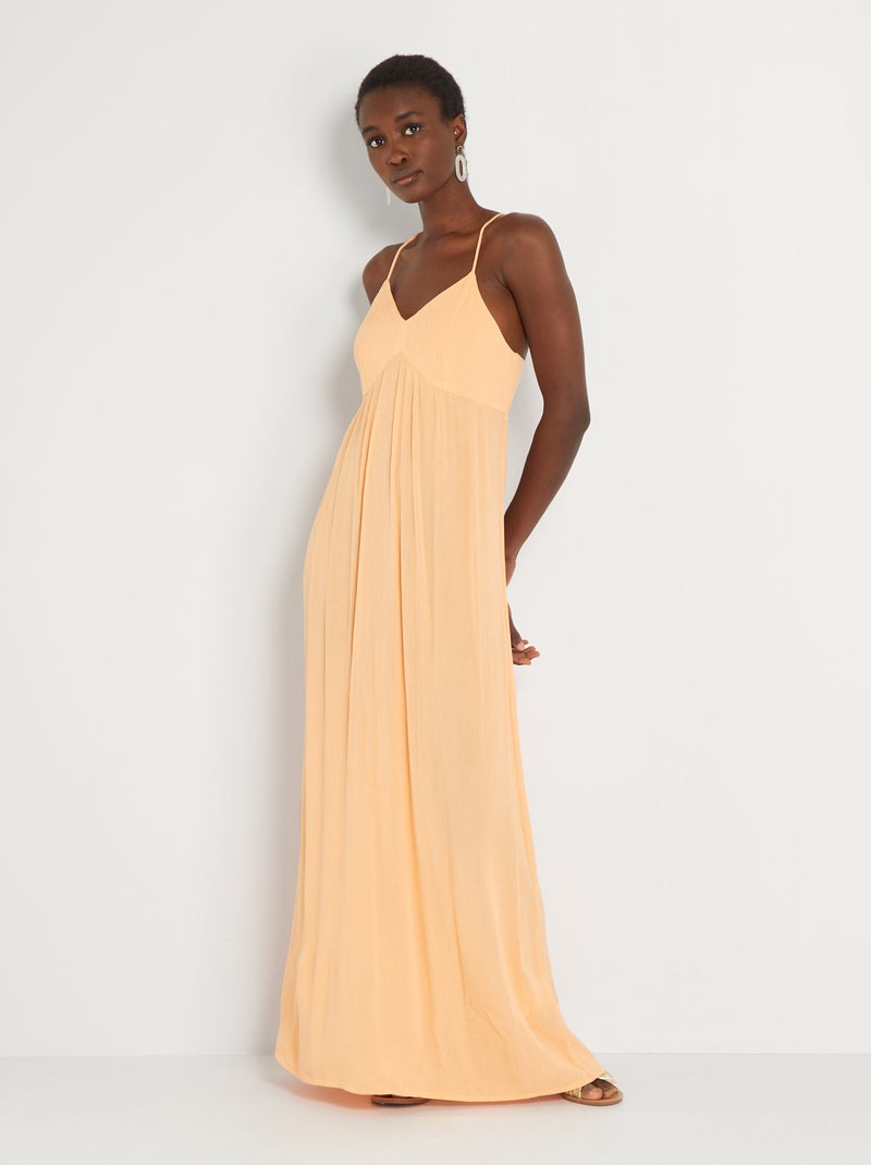 Robe longue à fines bretelles Orange - Kiabi