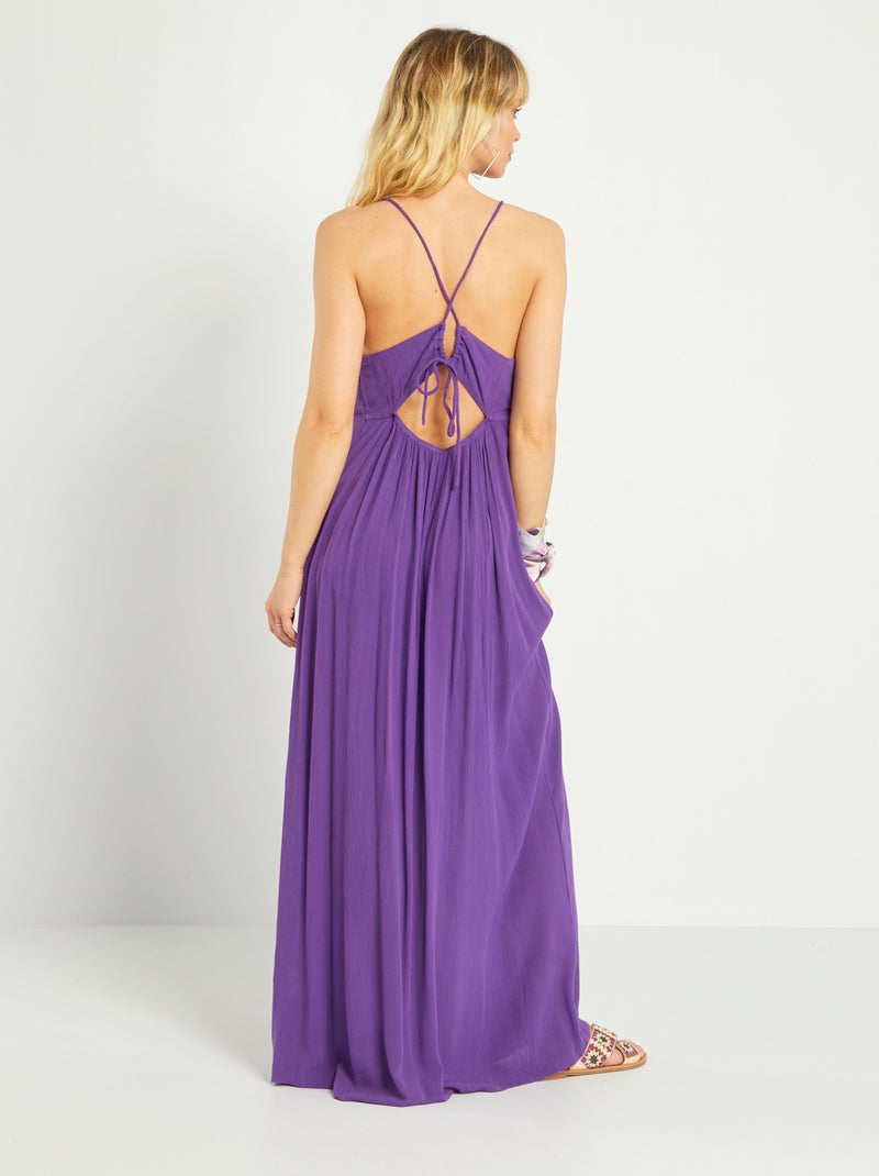 Robe longue à fines bretelles Violet - Kiabi