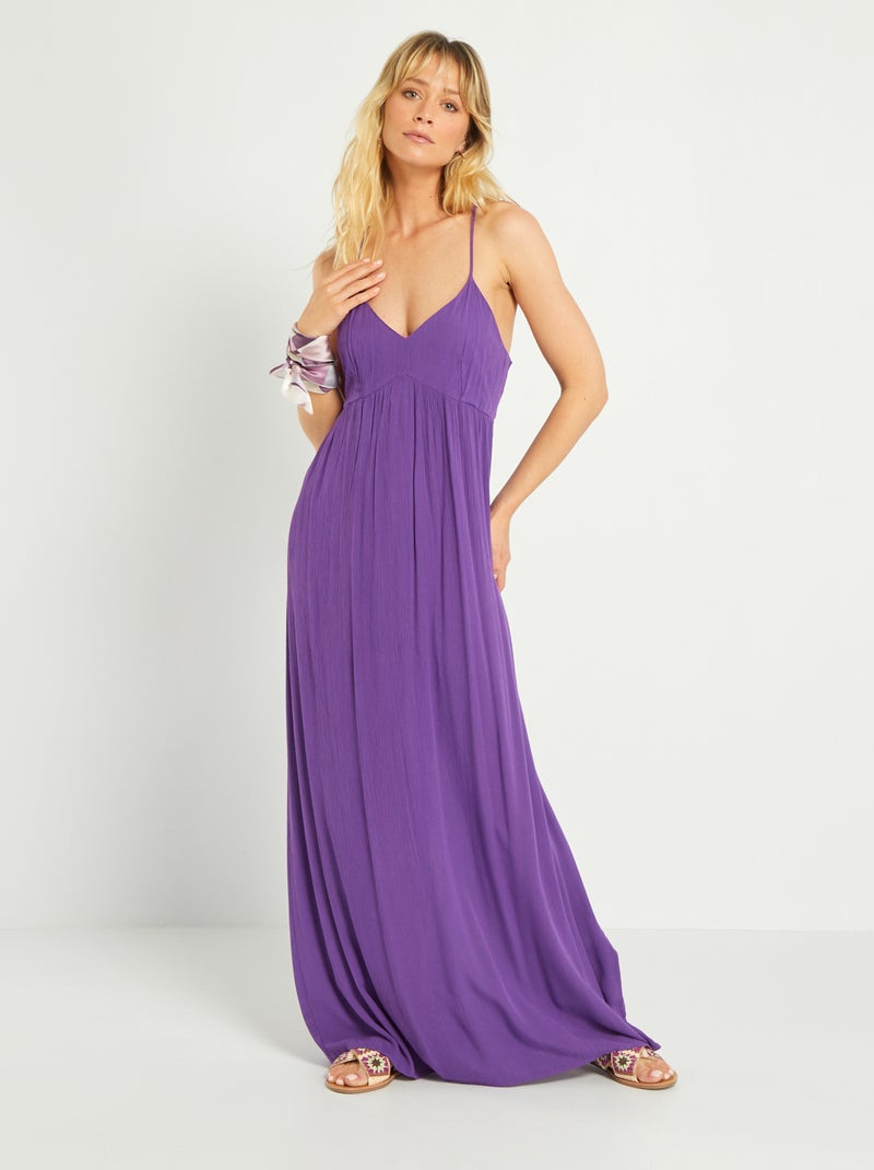 Robe longue à fines bretelles Violet - Kiabi