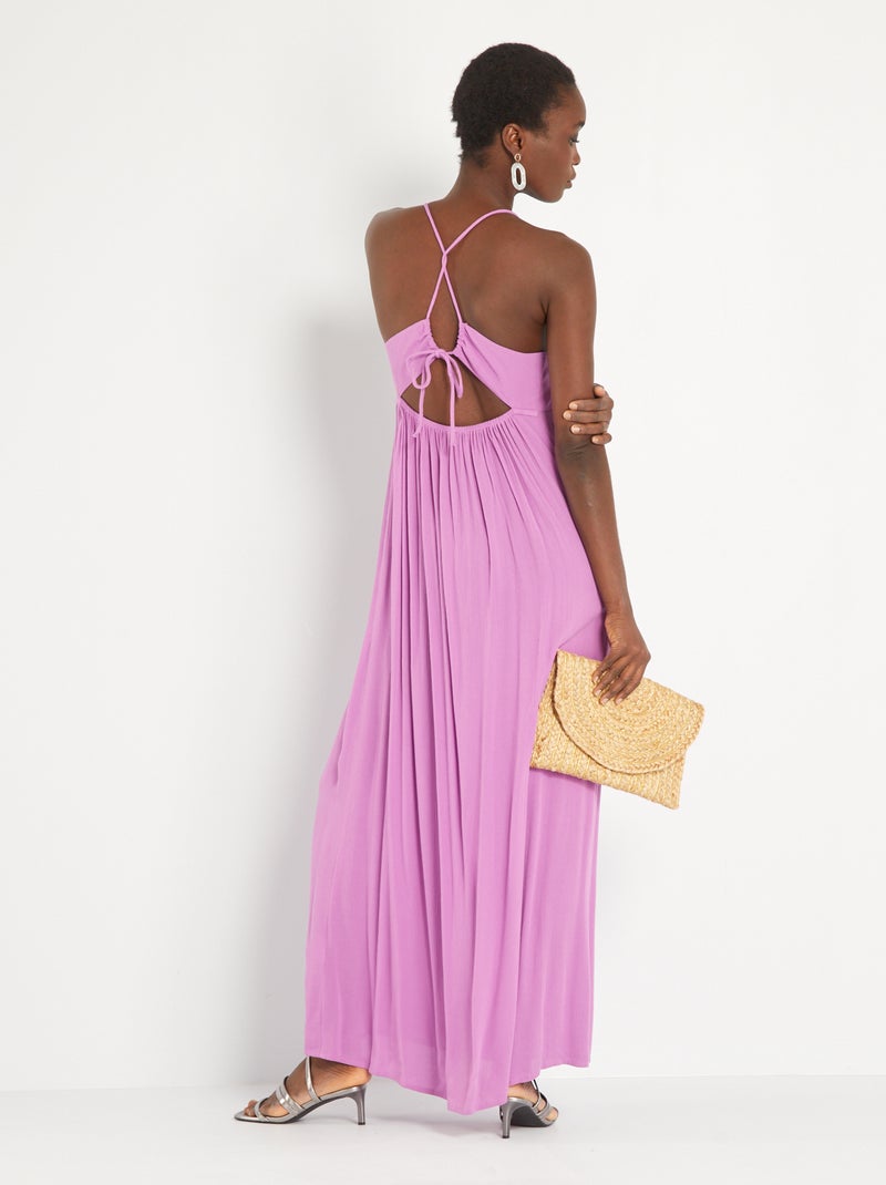 Robe longue à fines bretelles Violet clair - Kiabi