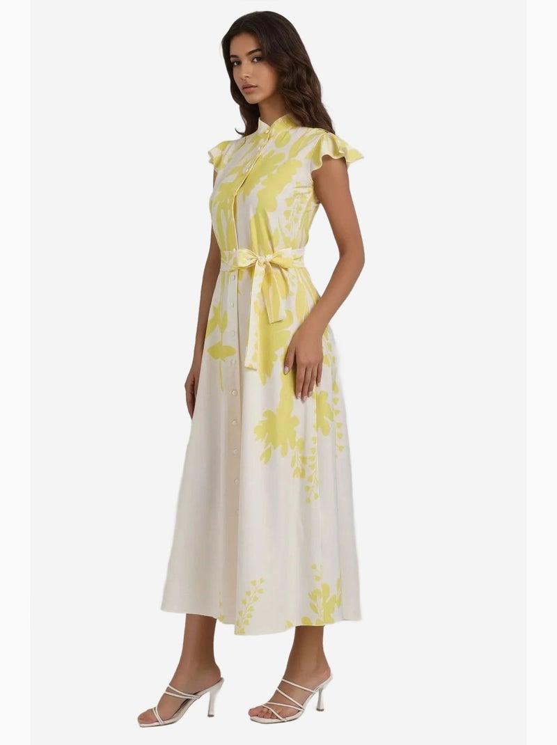 Robe longue à fleurs tippet hiccup Jaune citron - Kiabi