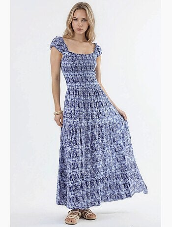 Robe longue à imprimé paisley et col carré busem