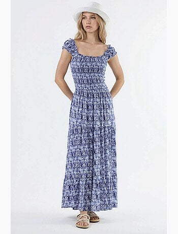 Robe longue à imprimé paisley et col carré busem
