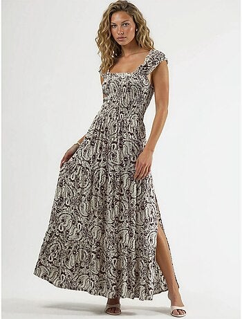 Robe longue à imprimé paisley et col carré busem