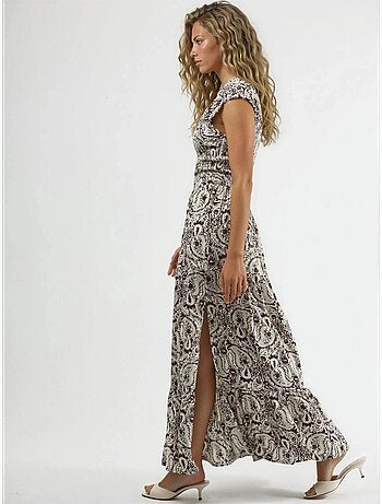 Robe longue à imprimé paisley et col carré busem