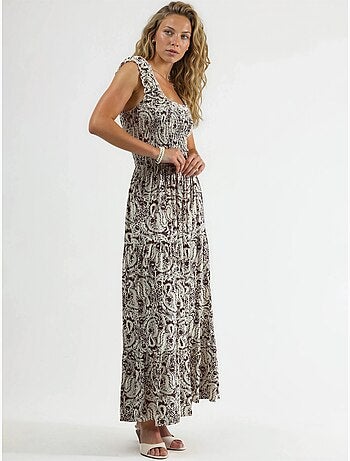 Robe longue à imprimé paisley et col carré busem