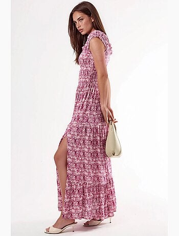 Robe longue à imprimé paisley et col carré busem