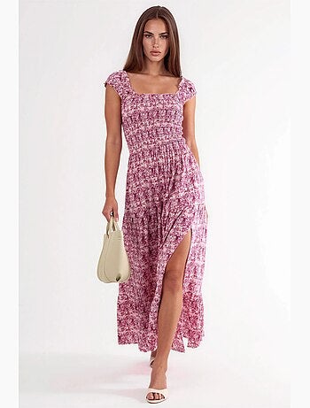 Robe longue à imprimé paisley et col carré busem
