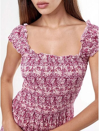 Robe longue à imprimé paisley et col carré busem