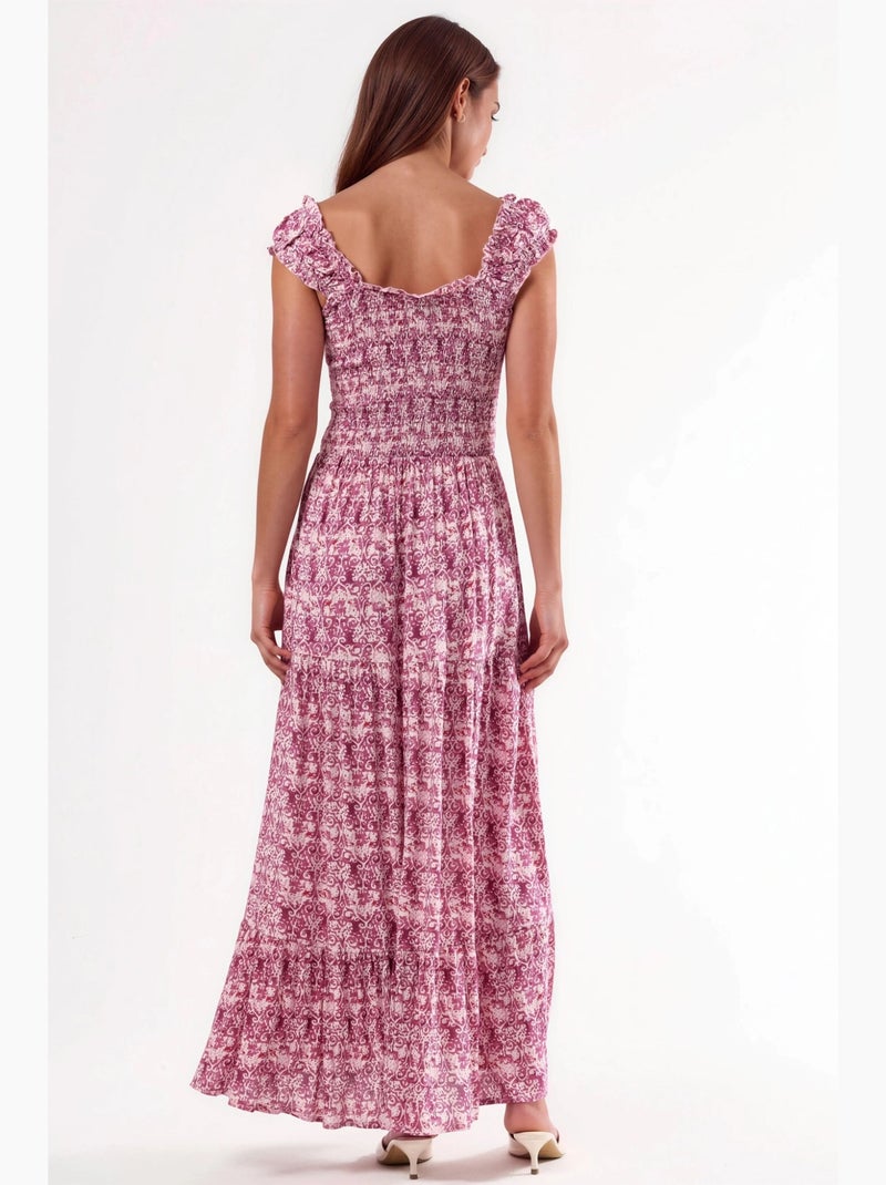 Robe longue à imprimé paisley et col carré busem Rose pâle - Kiabi