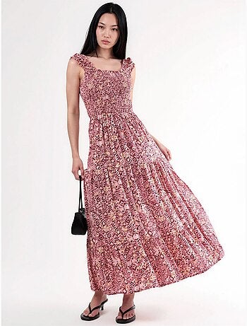 Robe longue à imprimé paisley et col carré busem