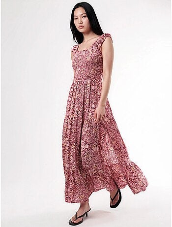 Robe longue à imprimé paisley et col carré busem