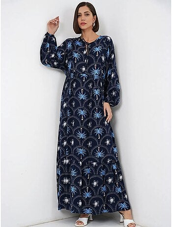Robe longue à imprimé tropical et fermeture boutonnée bdart