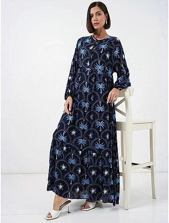 Robe longue à imprimé tropical et fermeture boutonnée bdart