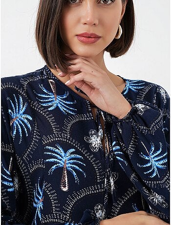 Robe longue à imprimé tropical et fermeture boutonnée bdart