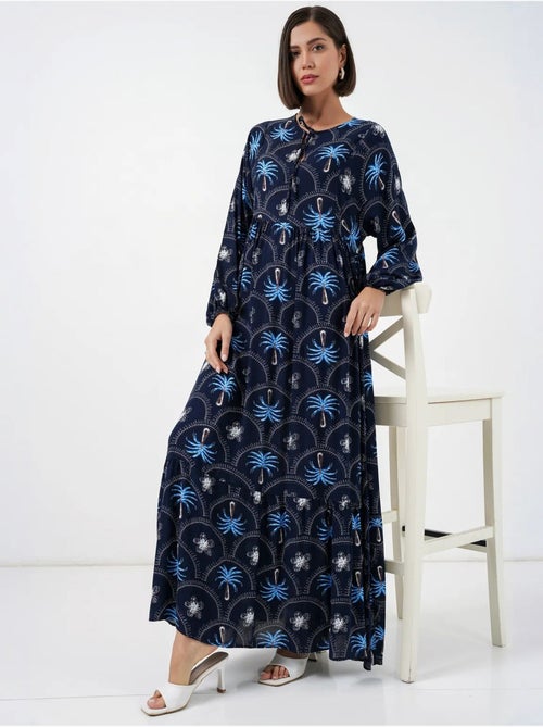 Robe longue à imprimé tropical et fermeture boutonnée bdart - Kiabi