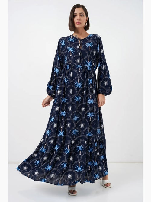 Robe longue à imprimé tropical et fermeture boutonnée bdart - Kiabi
