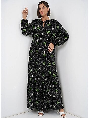 Robe longue à imprimé tropical et fermeture boutonnée bdart