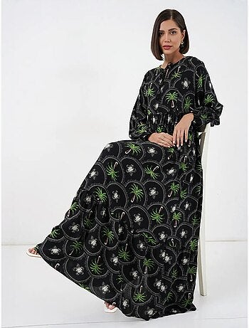 Robe longue à imprimé tropical et fermeture boutonnée bdart