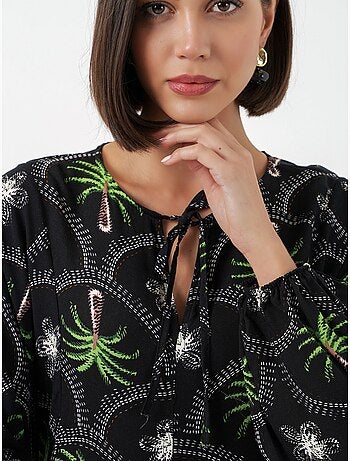 Robe longue à imprimé tropical et fermeture boutonnée bdart