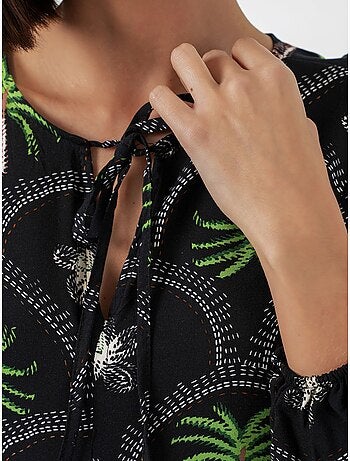Robe longue à imprimé tropical et fermeture boutonnée bdart